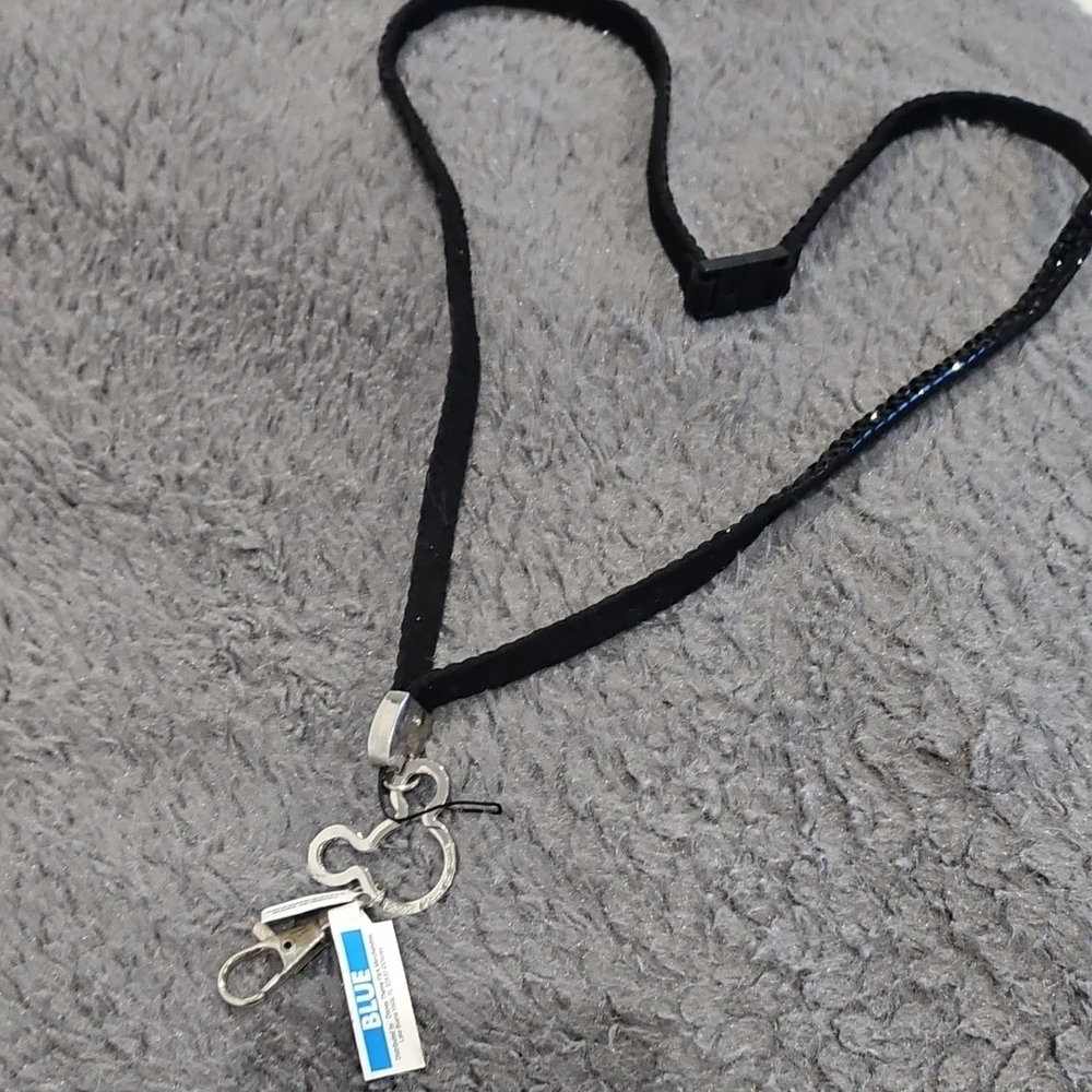 Black Lanyard with Silver Keychain